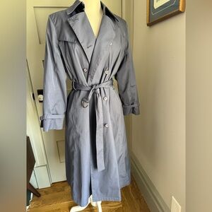 London Fog Women's Blue-Grey Trench Coat with Removable Liner